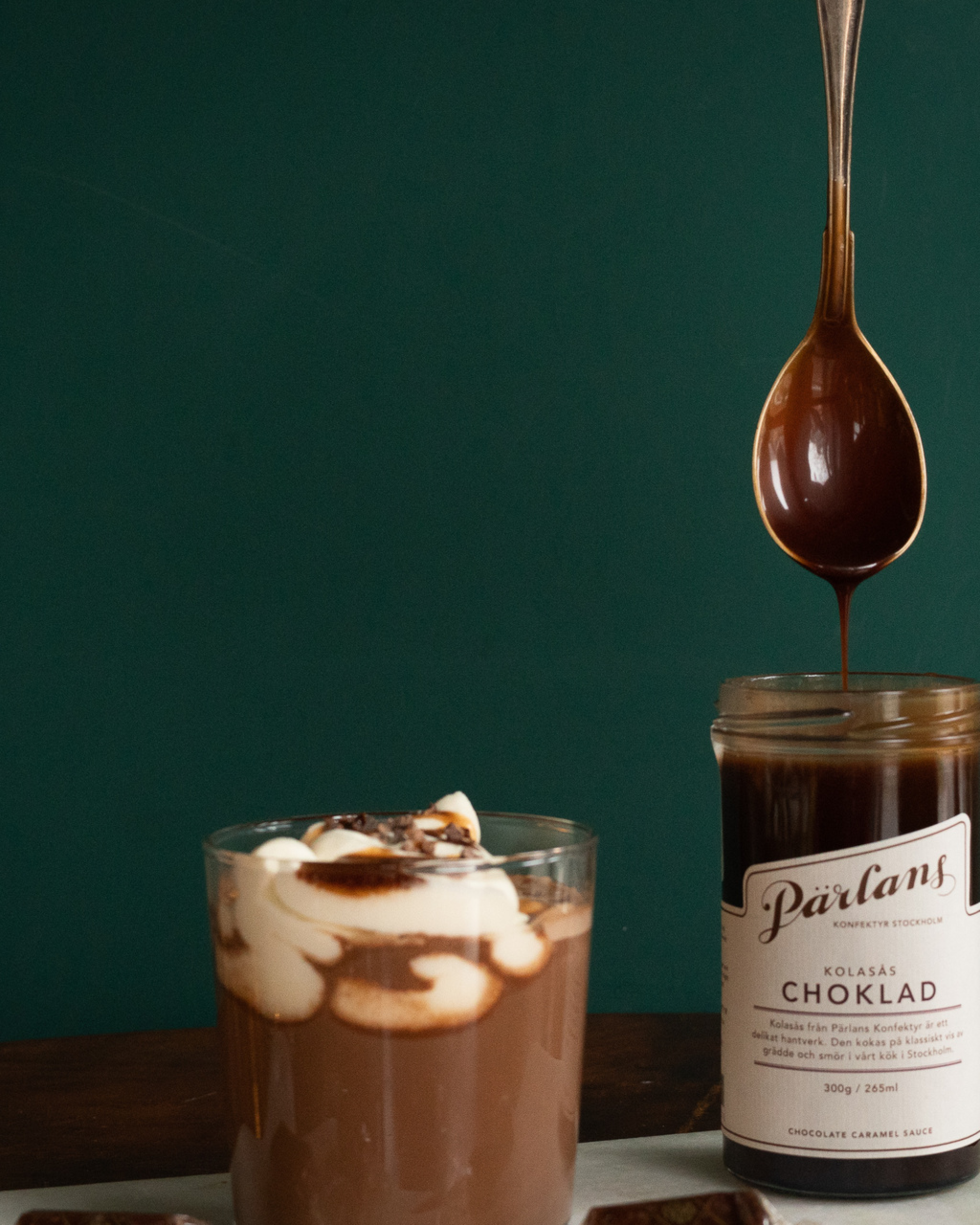 caramel sauce - chocolate glass jar