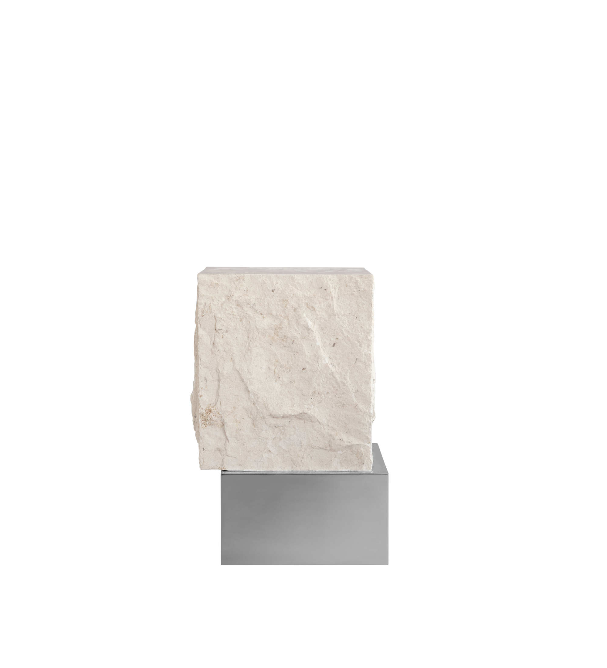 temple coffeetable - chrome limestone tall