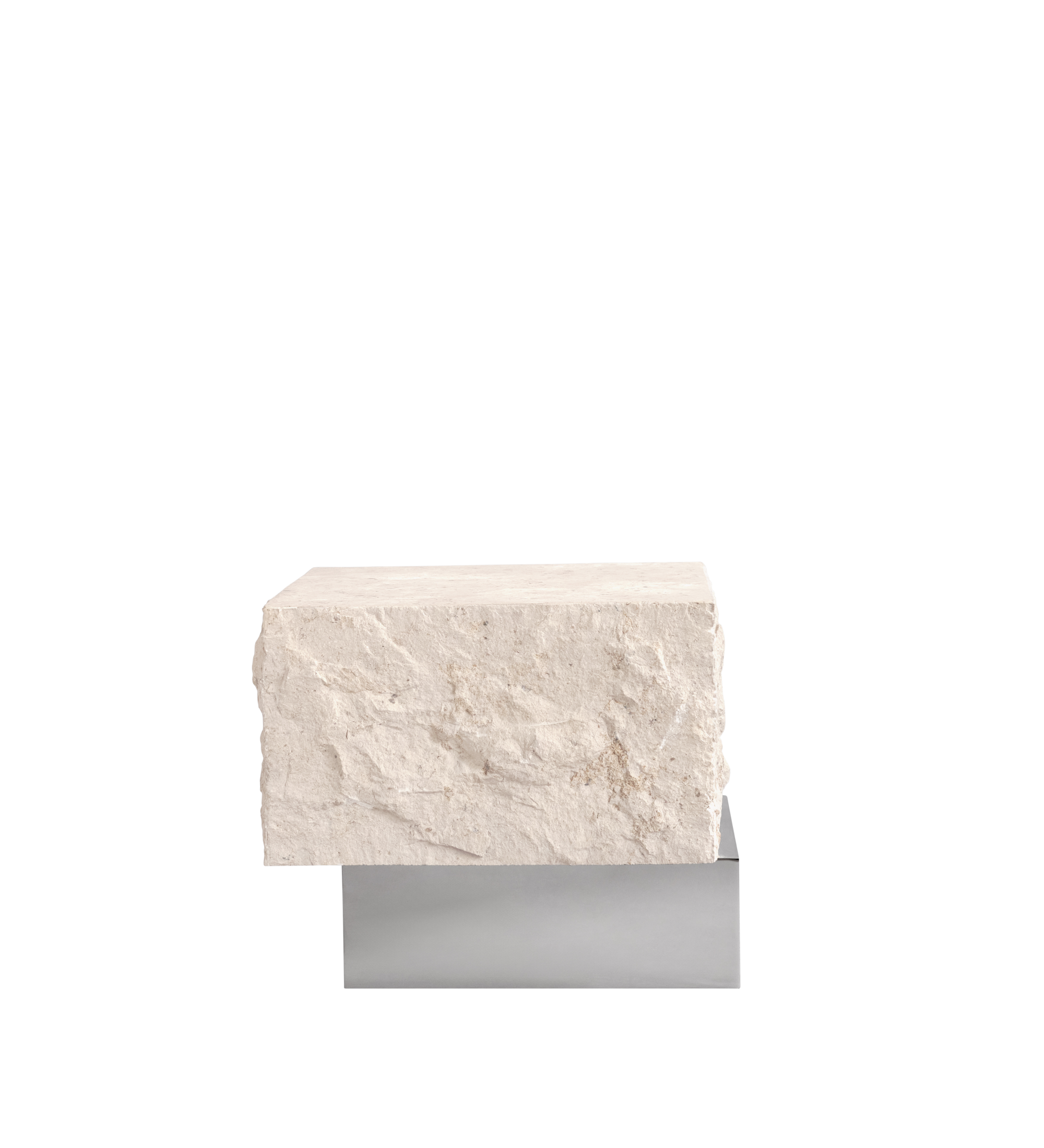 temple coffeetable - chrome limestone low