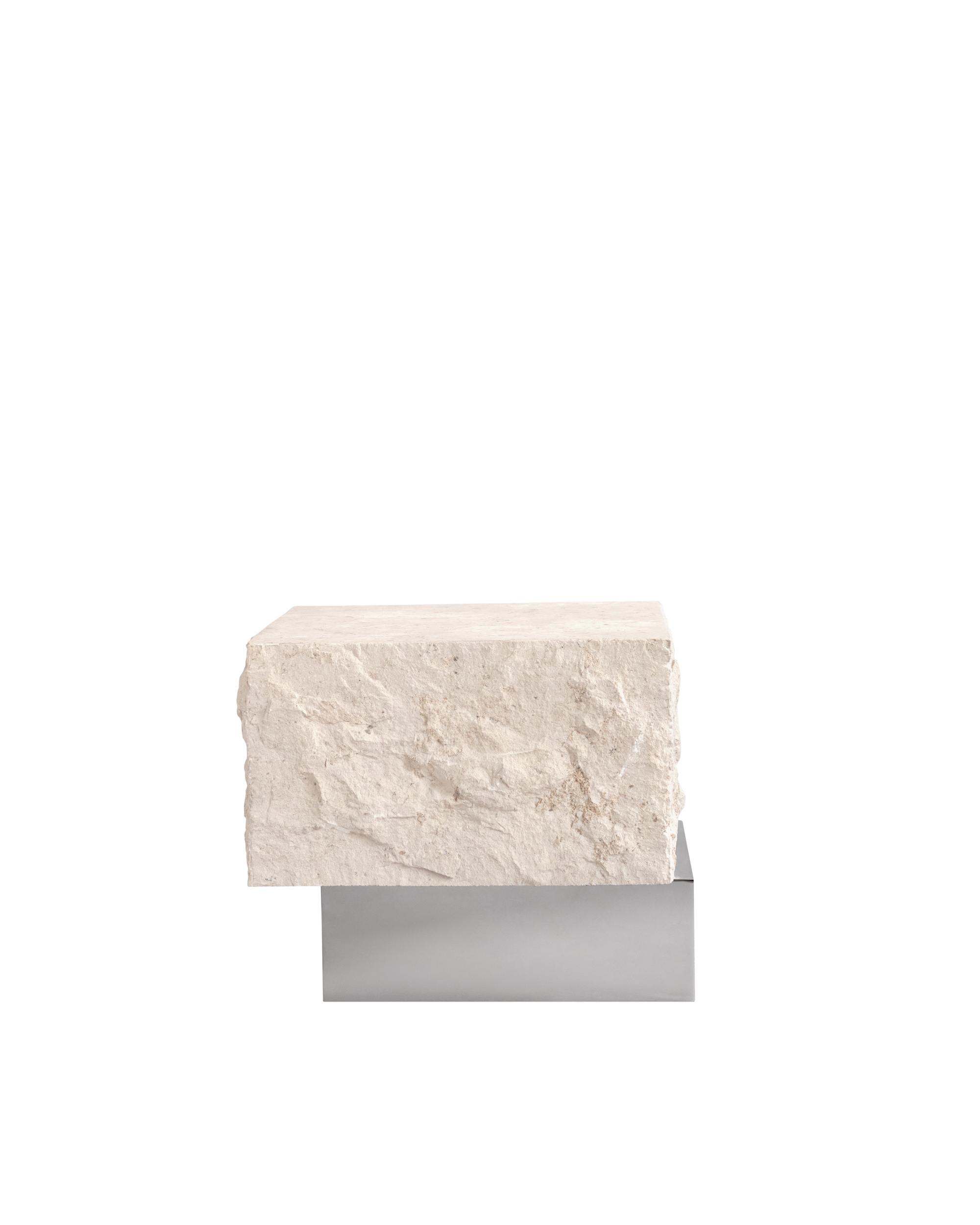 temple coffeetable - chrome limestone low