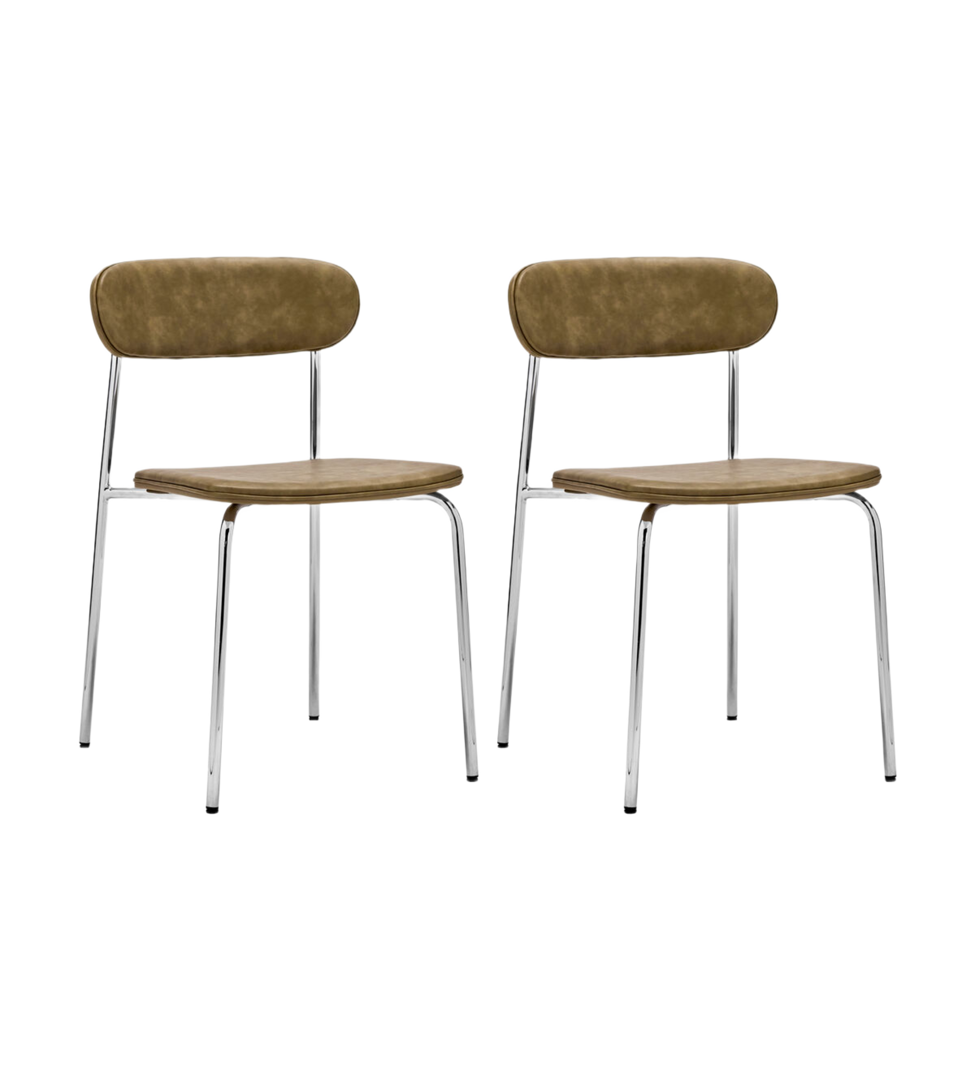 pova dining chair set of 2 - chrome khaki