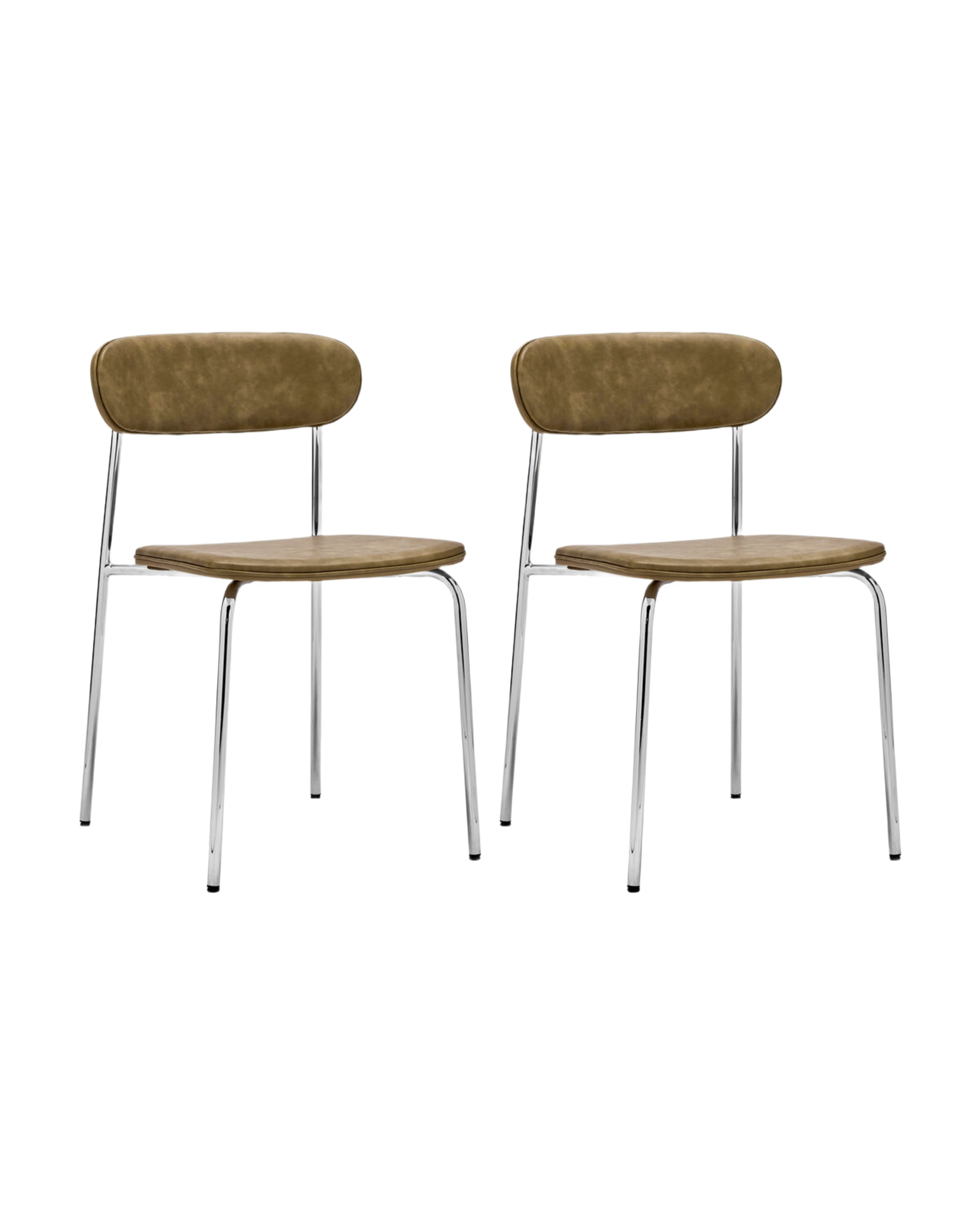 pova dining chair set of 2 - chrome khaki