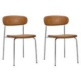 pova dining chair set of 2 - chrome cognac
