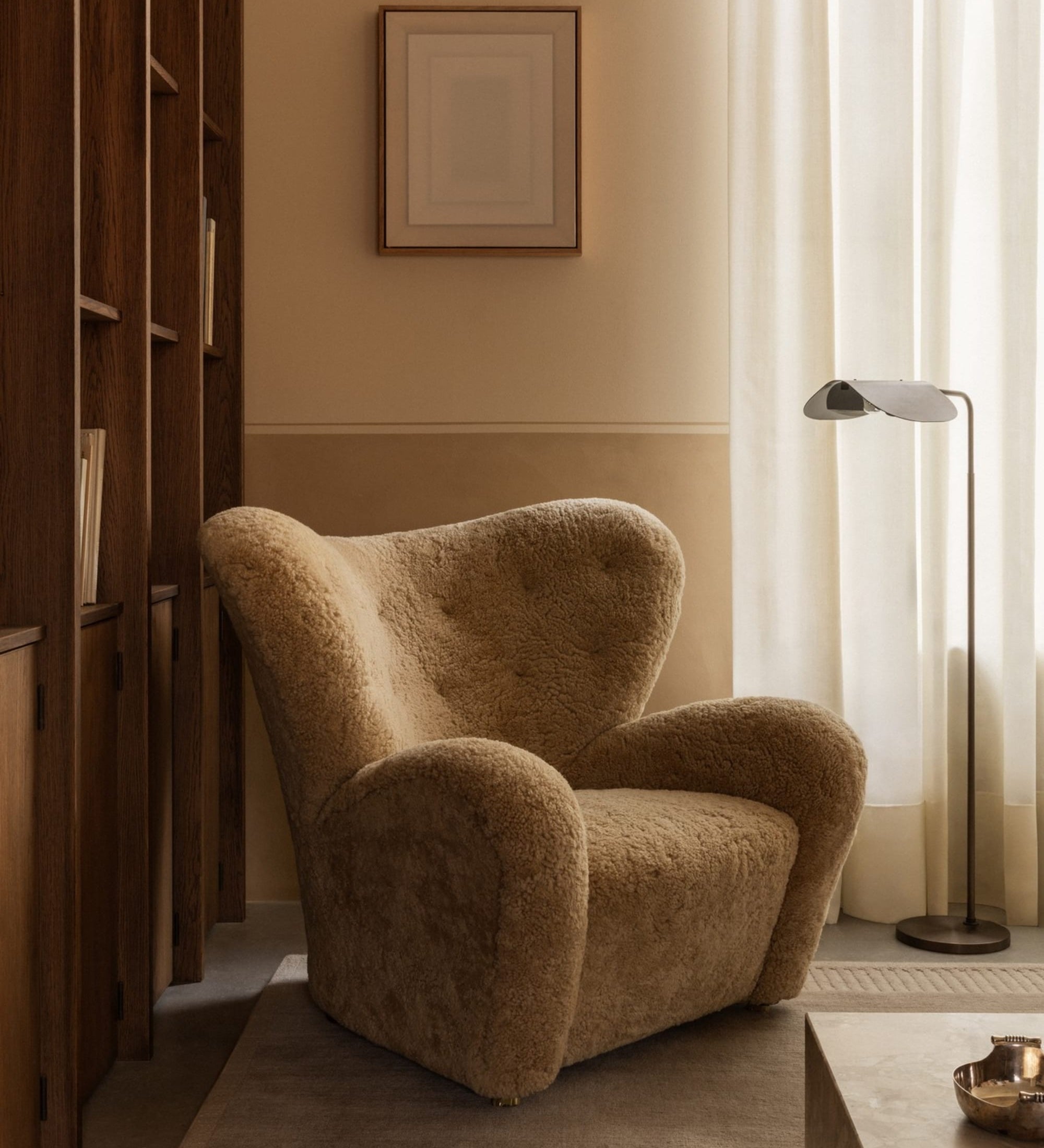 the tired man lounge chair - sheepskin honey