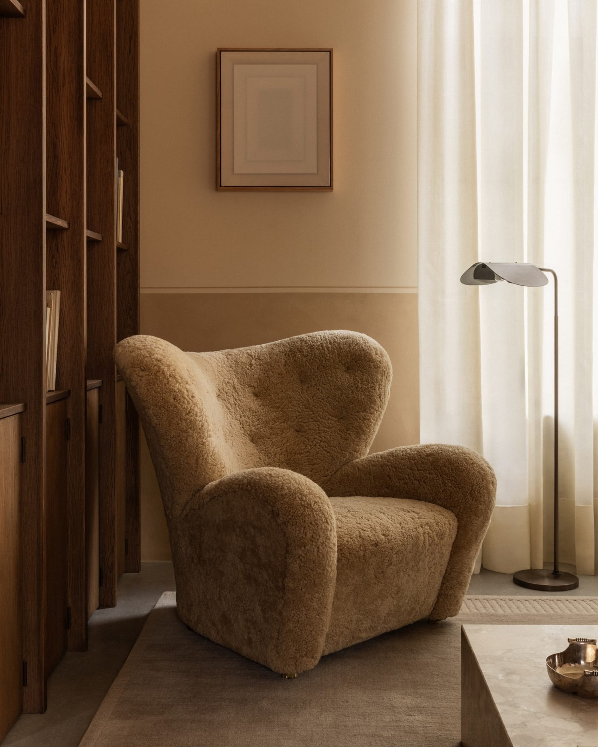 the tired man lounge chair - sheepskin honey