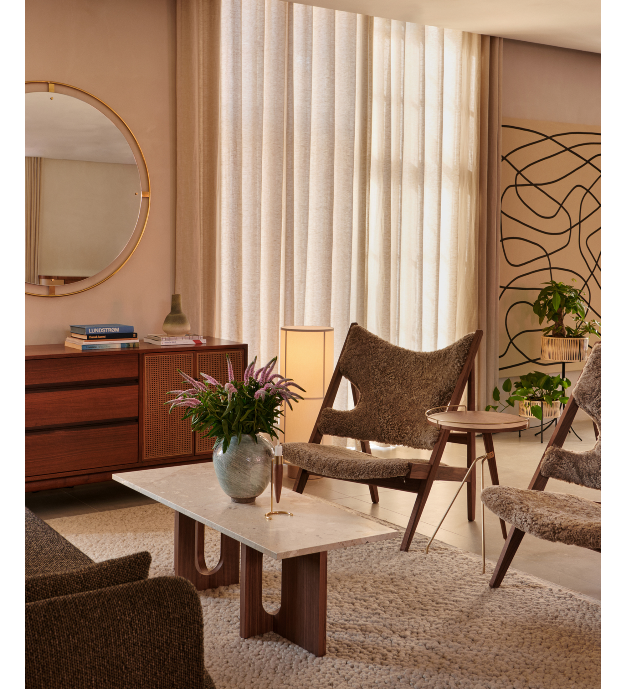 androgyne lounge table - dark stained oak kunis breccia