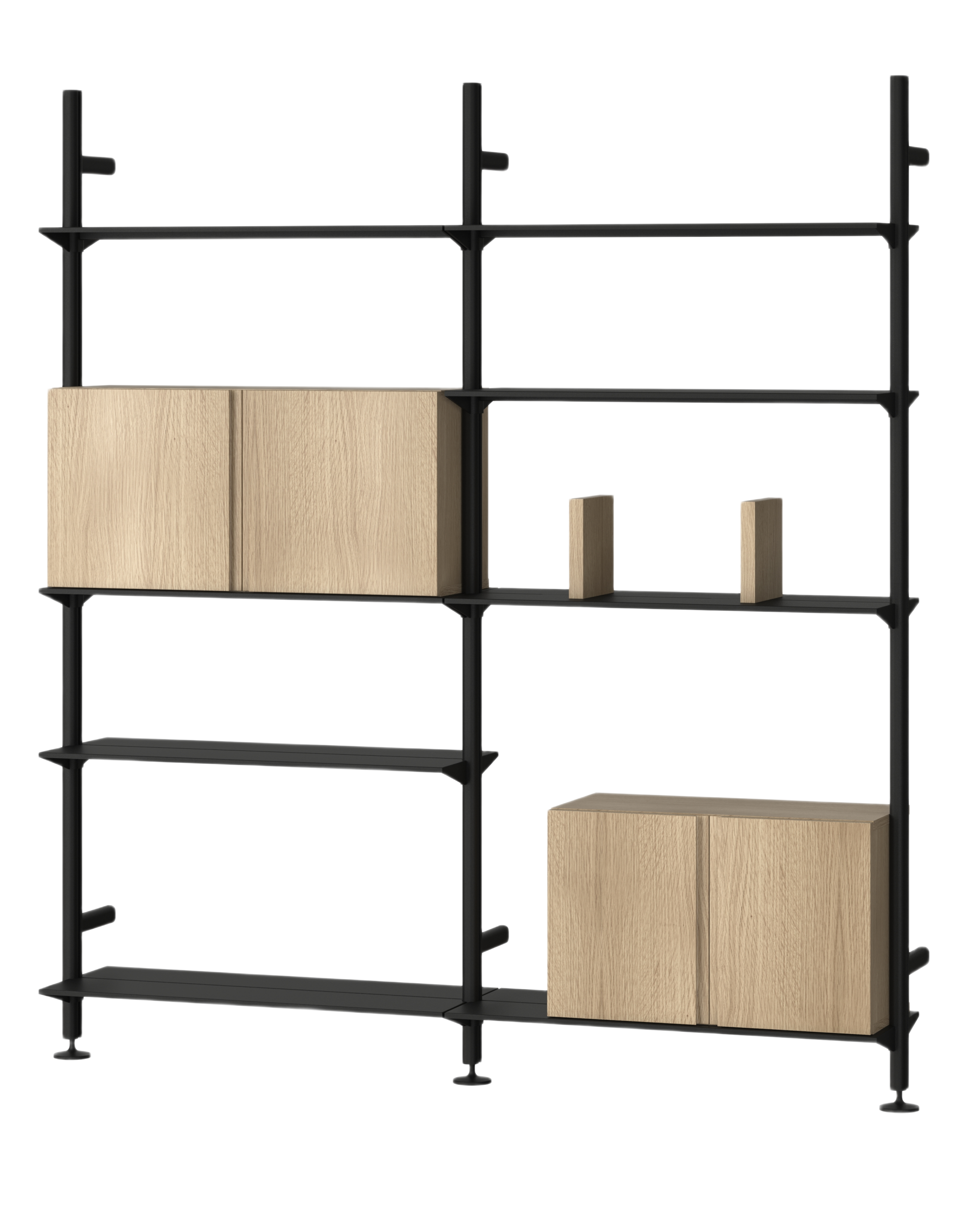pira - wall mounted configuration 03 black grey/oak 180x200cm