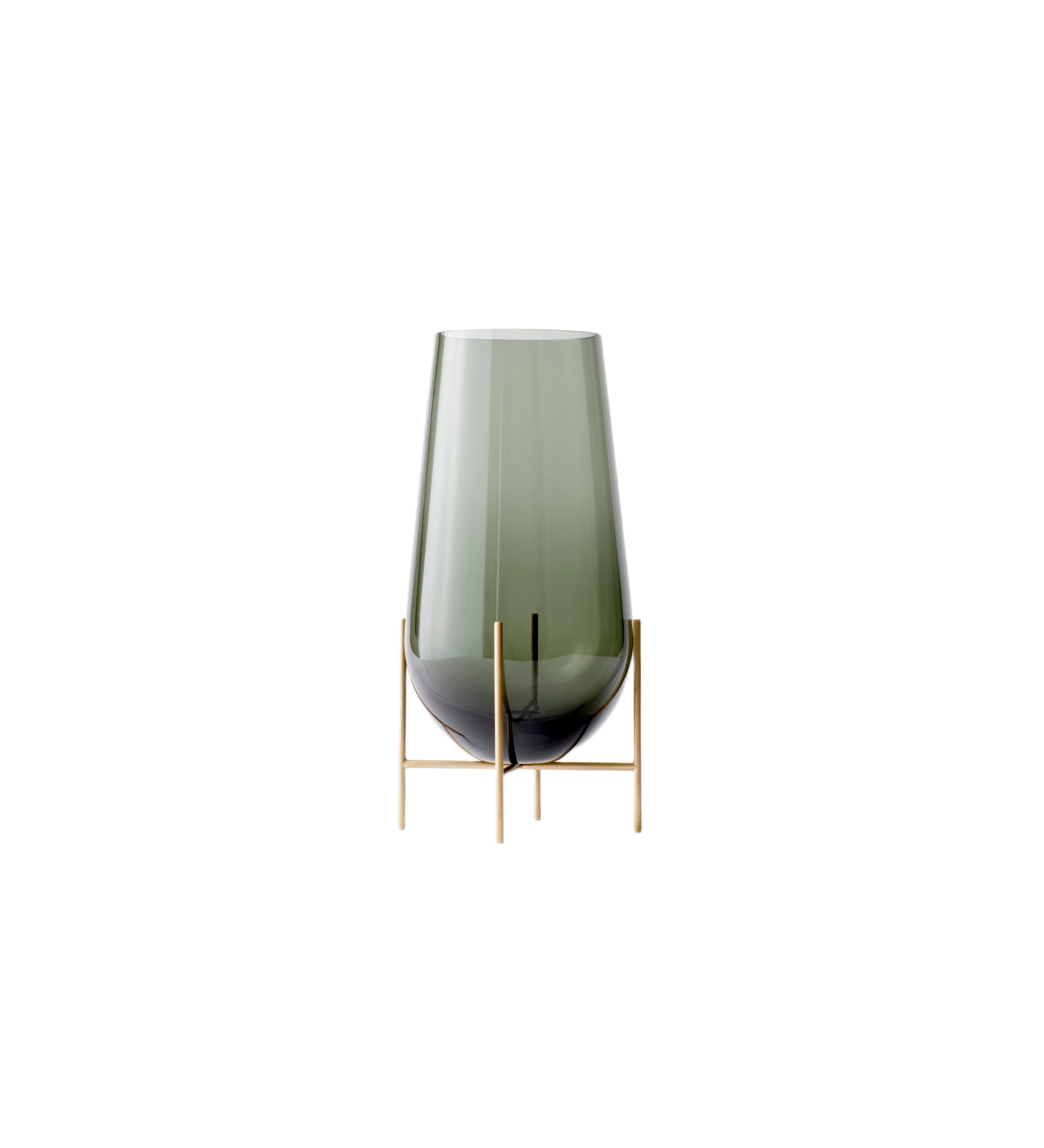 echasse vase by theresa arns large - brass green smoked glass