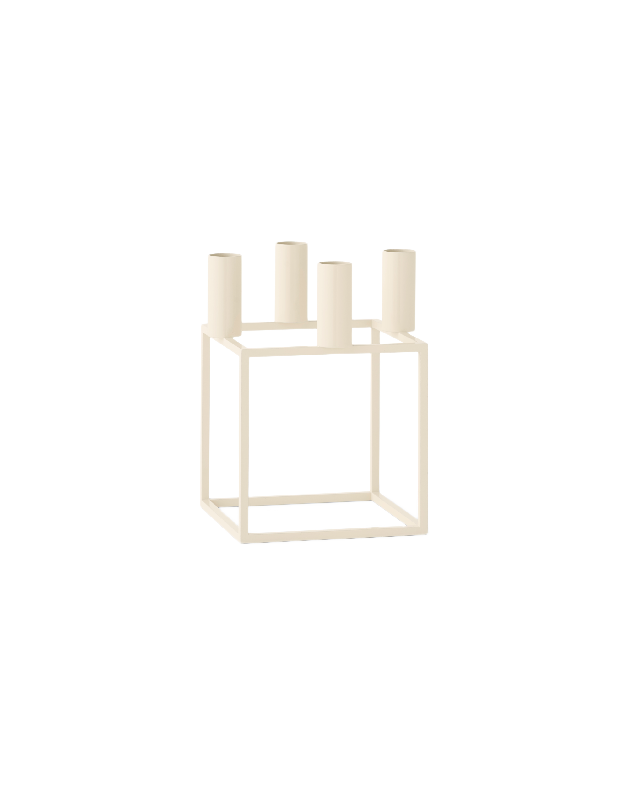 kubus 4 candle holder - ivory plated