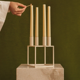 kubus 4 candle holder - ivory plated
