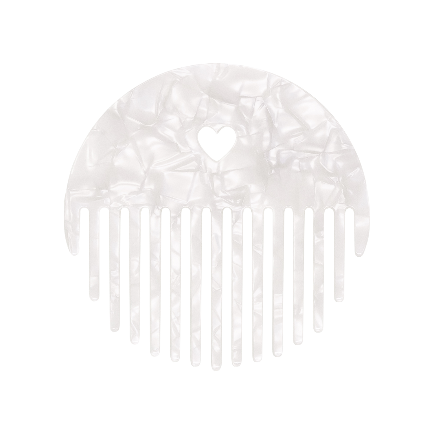 comb - heart pearl white
