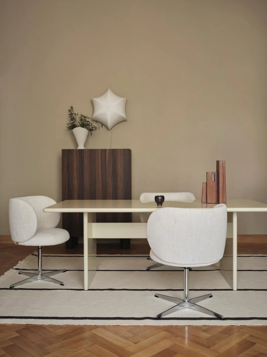 calm kelim - rug off-white / coffee