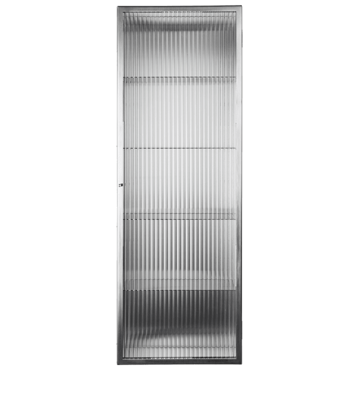 haze wall cabinet tall - brushed stainless steel / reeded glass
