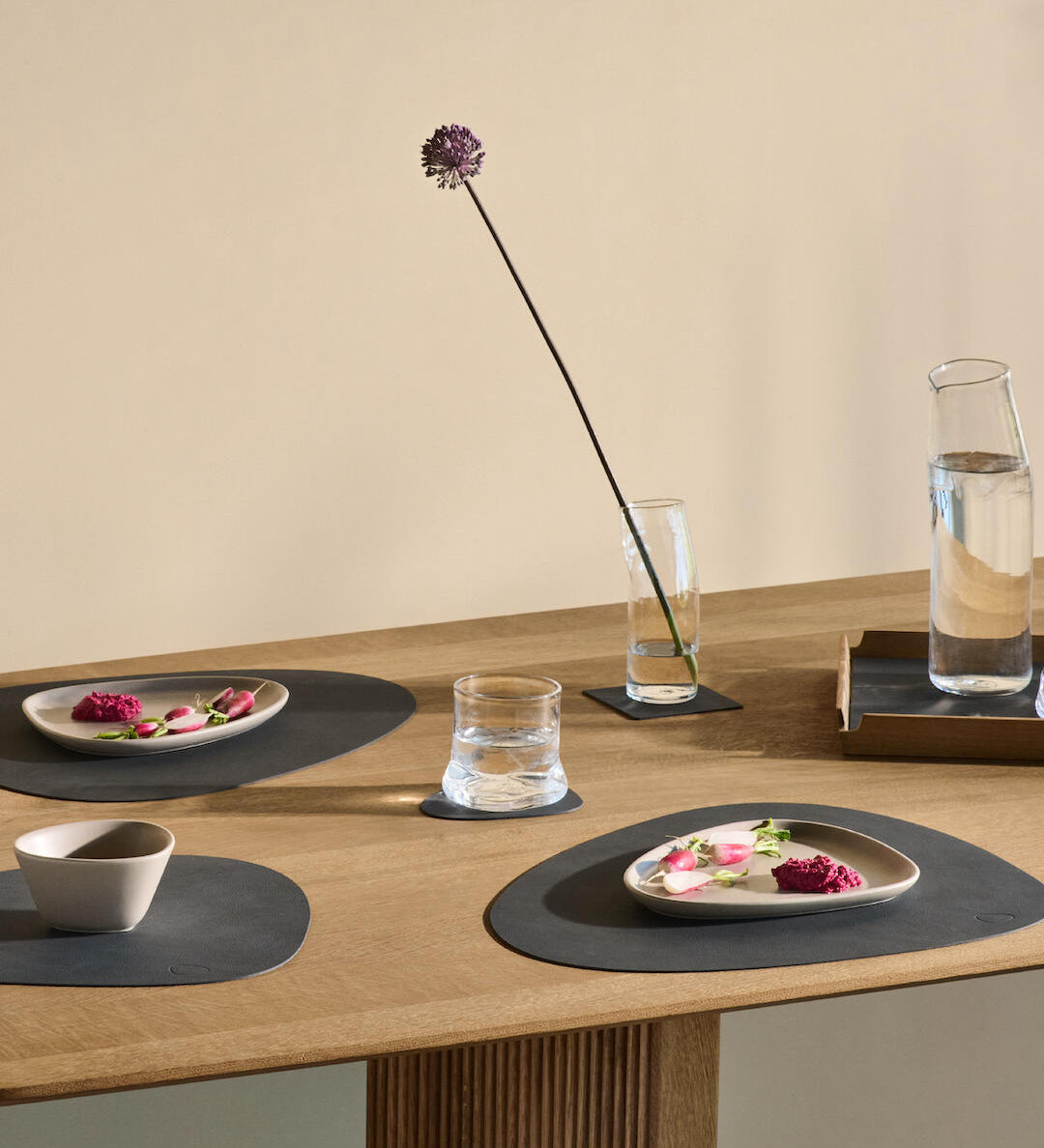 dinner mat curve leather nupo - anthracite