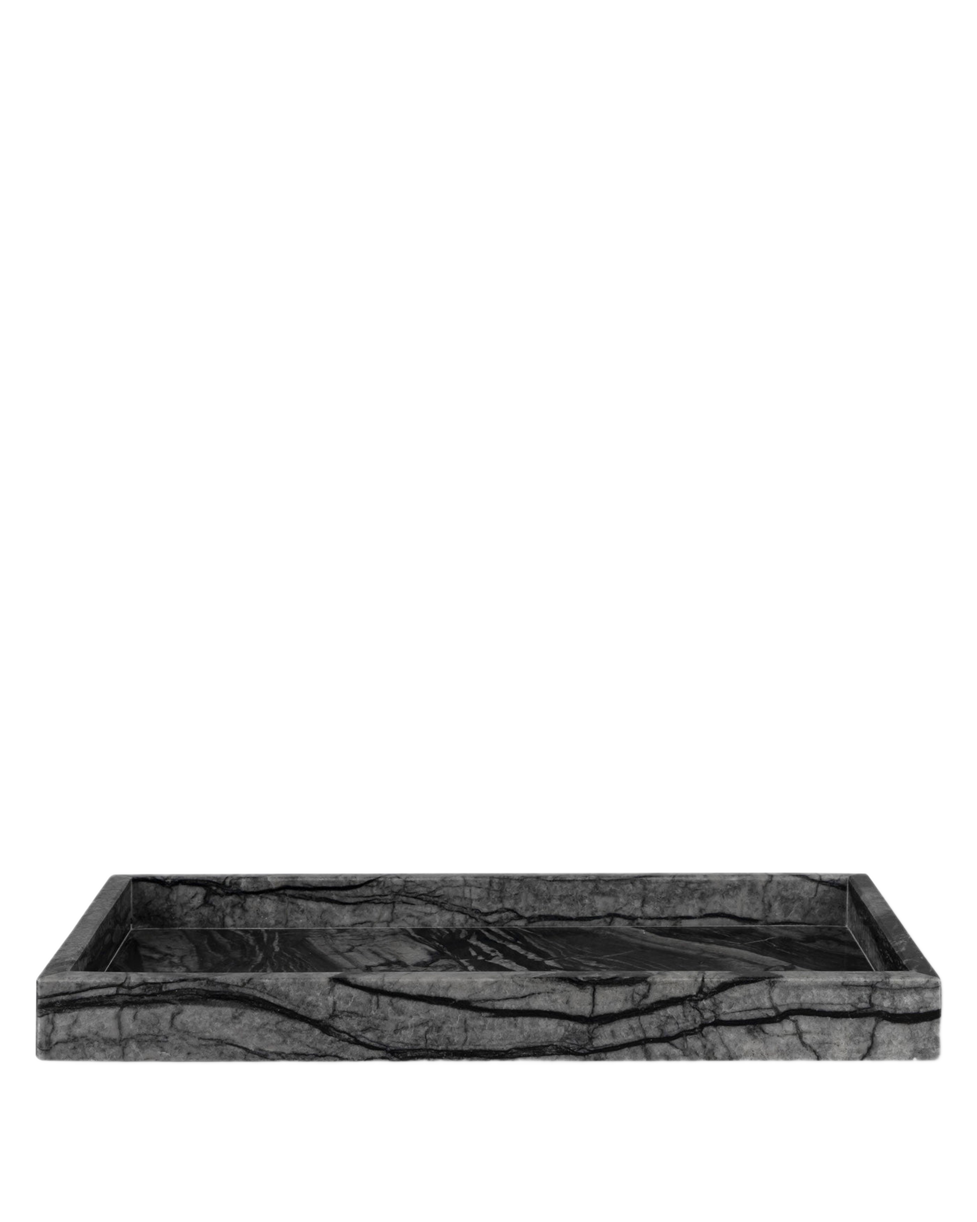 marble decor tray - black grey