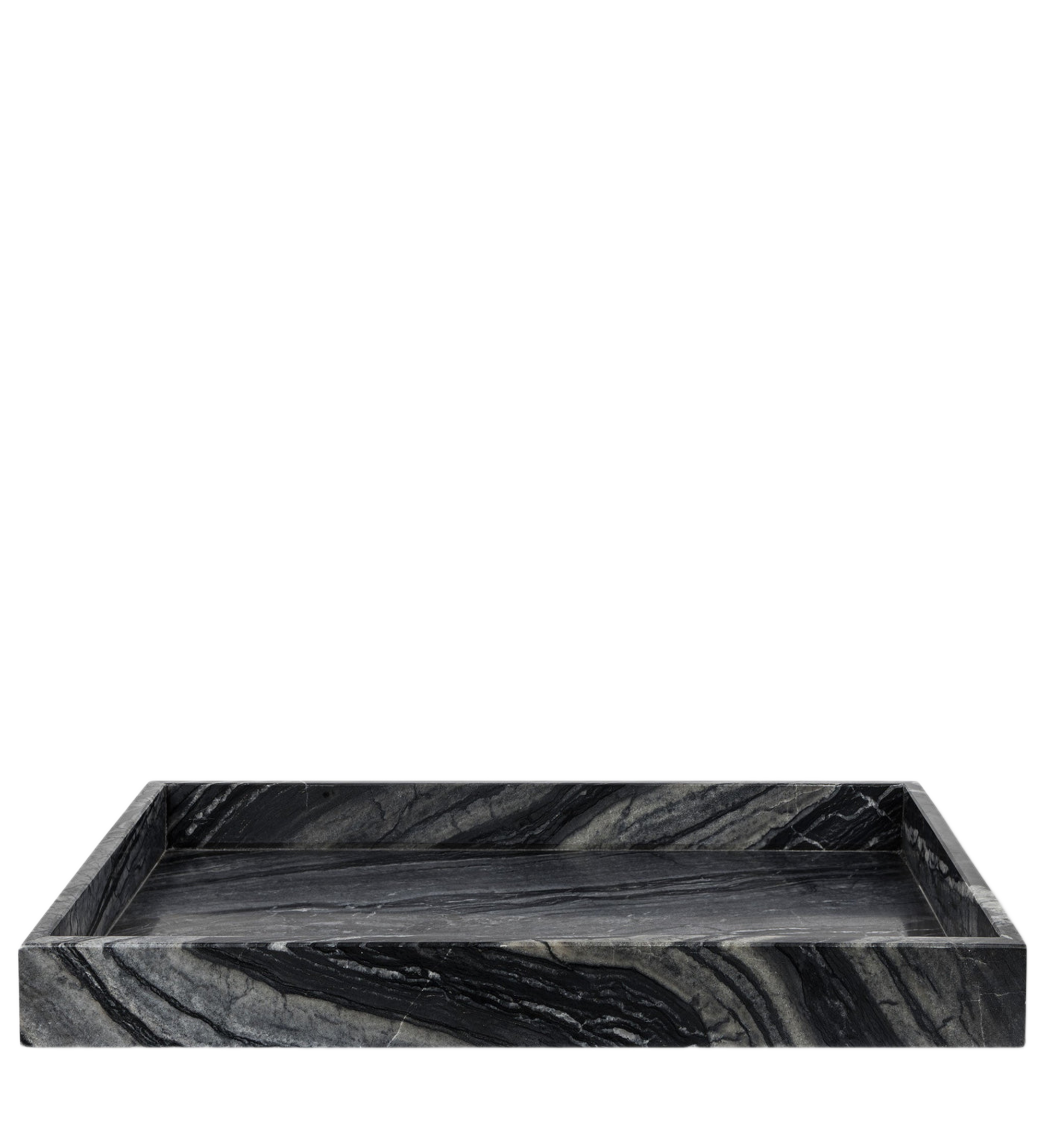 marble decor tray - black grey large 