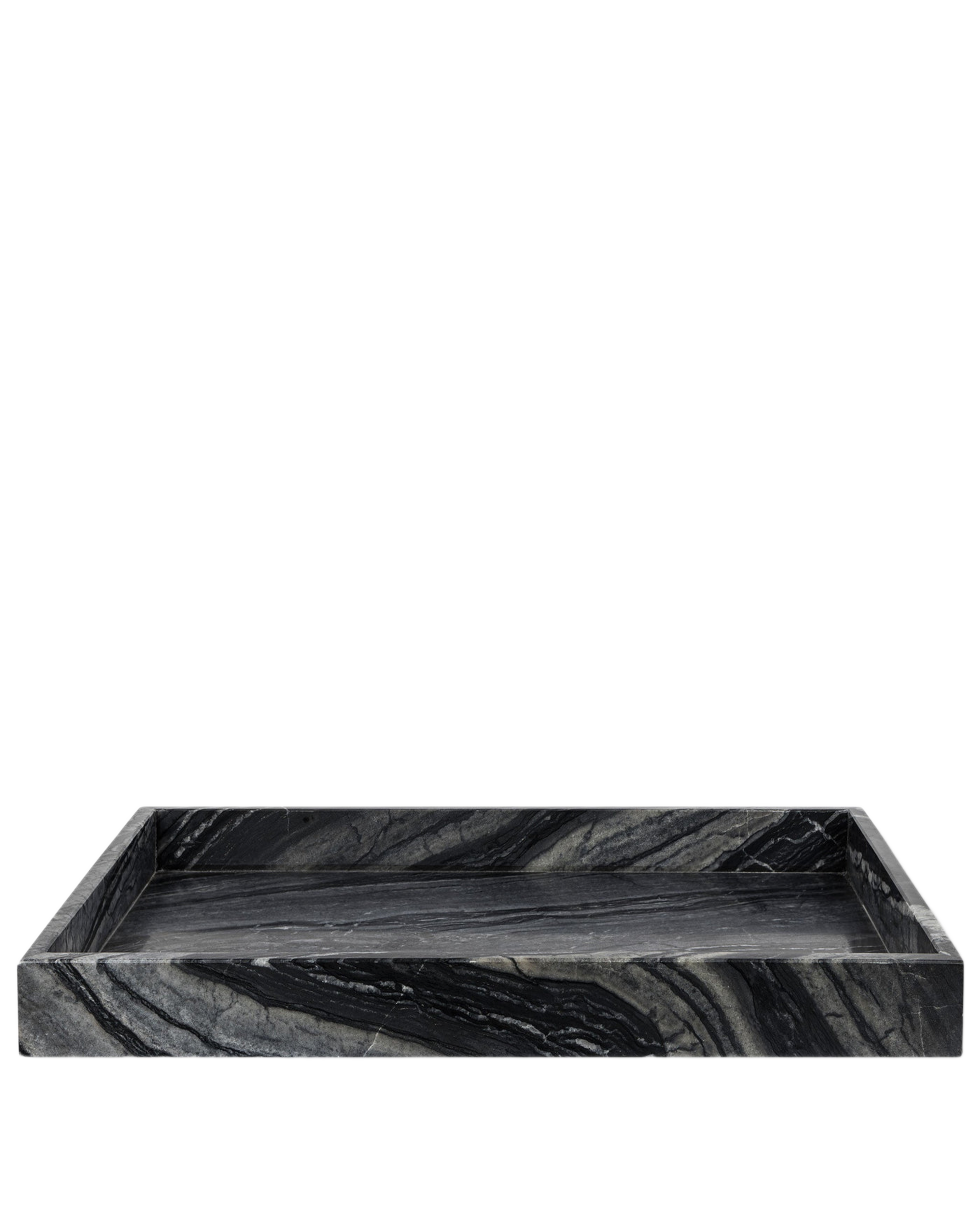 marble decor tray - black grey large 