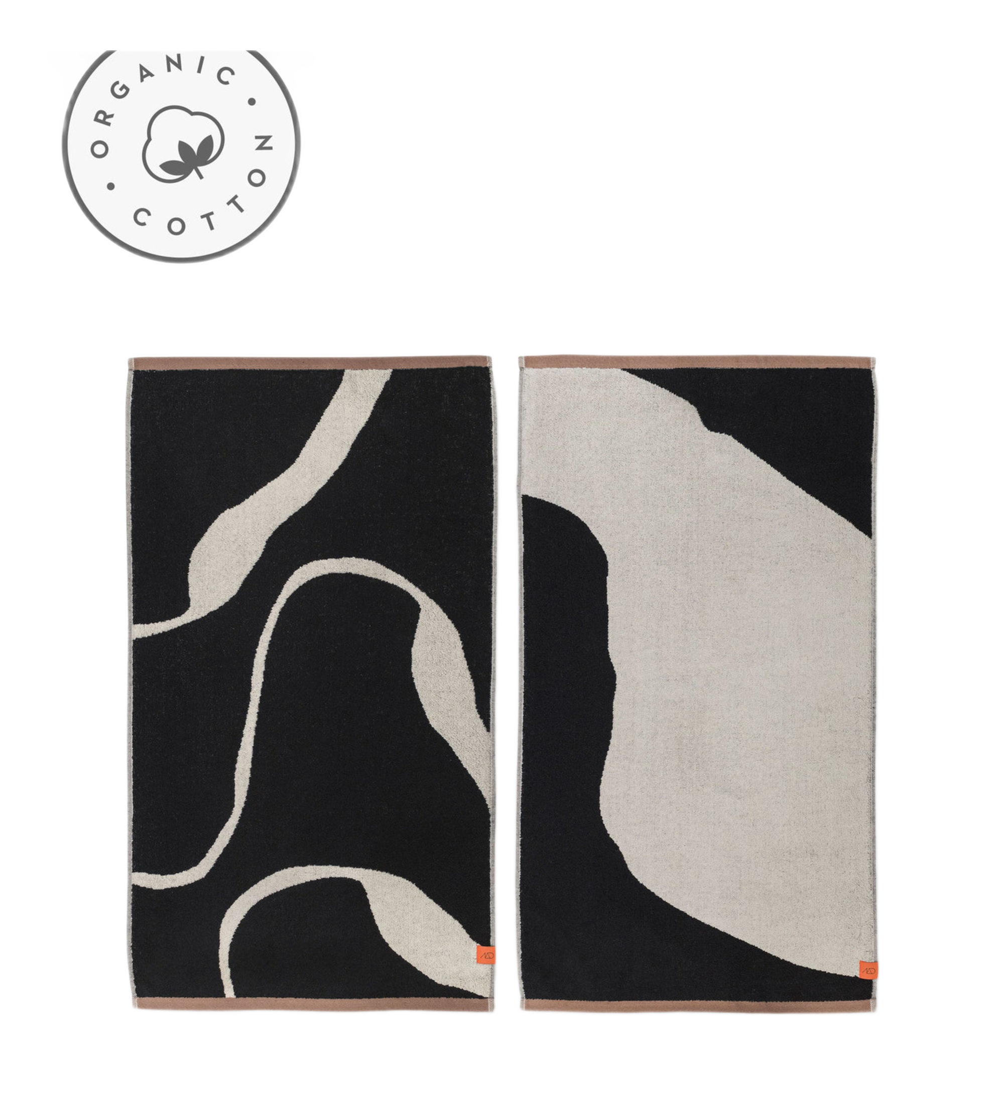 nova arte guest towel 2pack - black off/white 