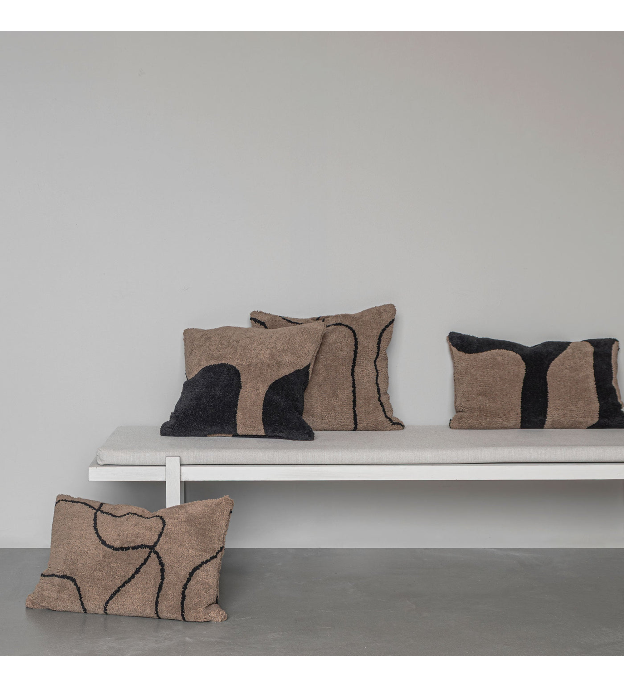 shadow tufted cushion - brown