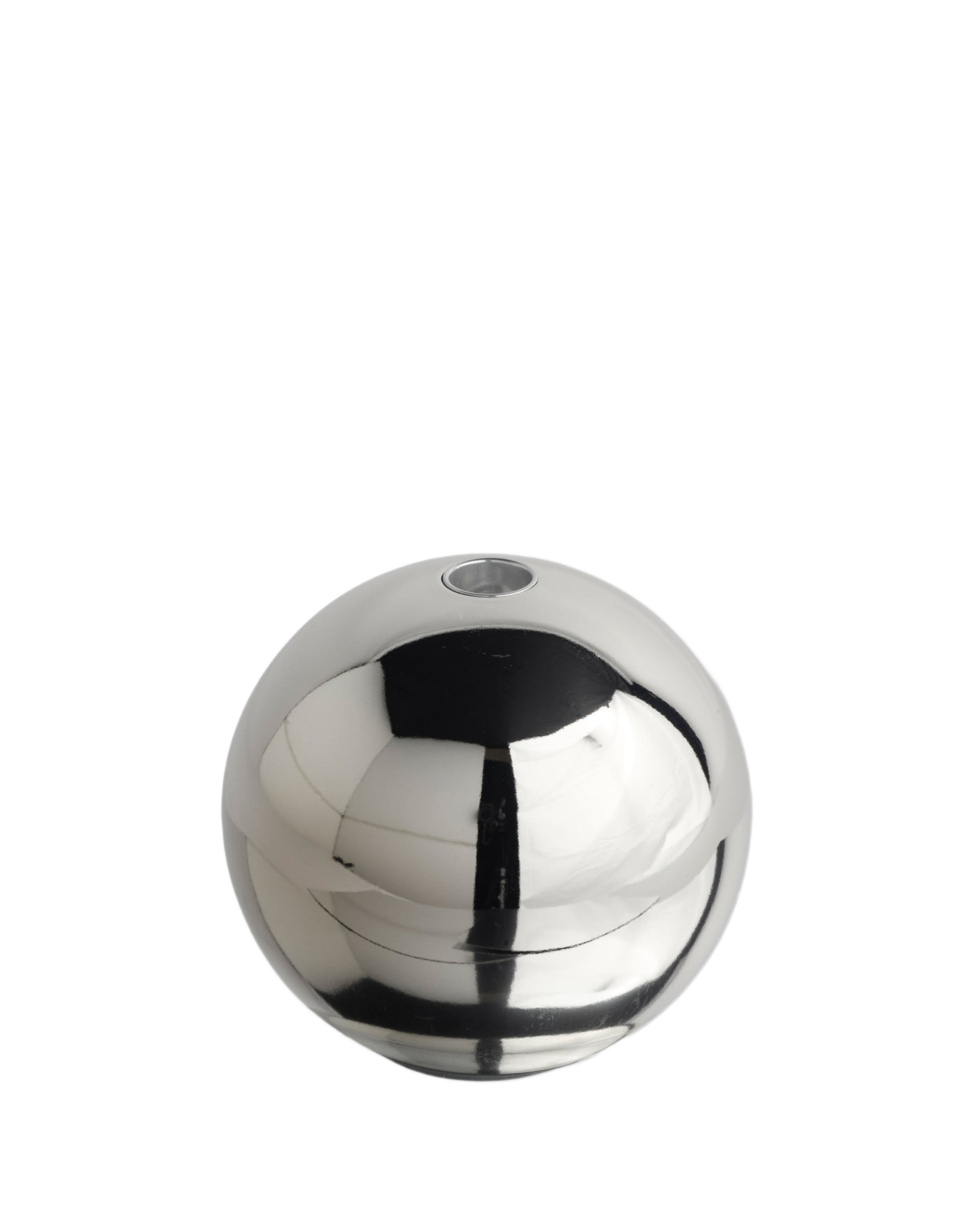 sphere candle holder - chrome medium 