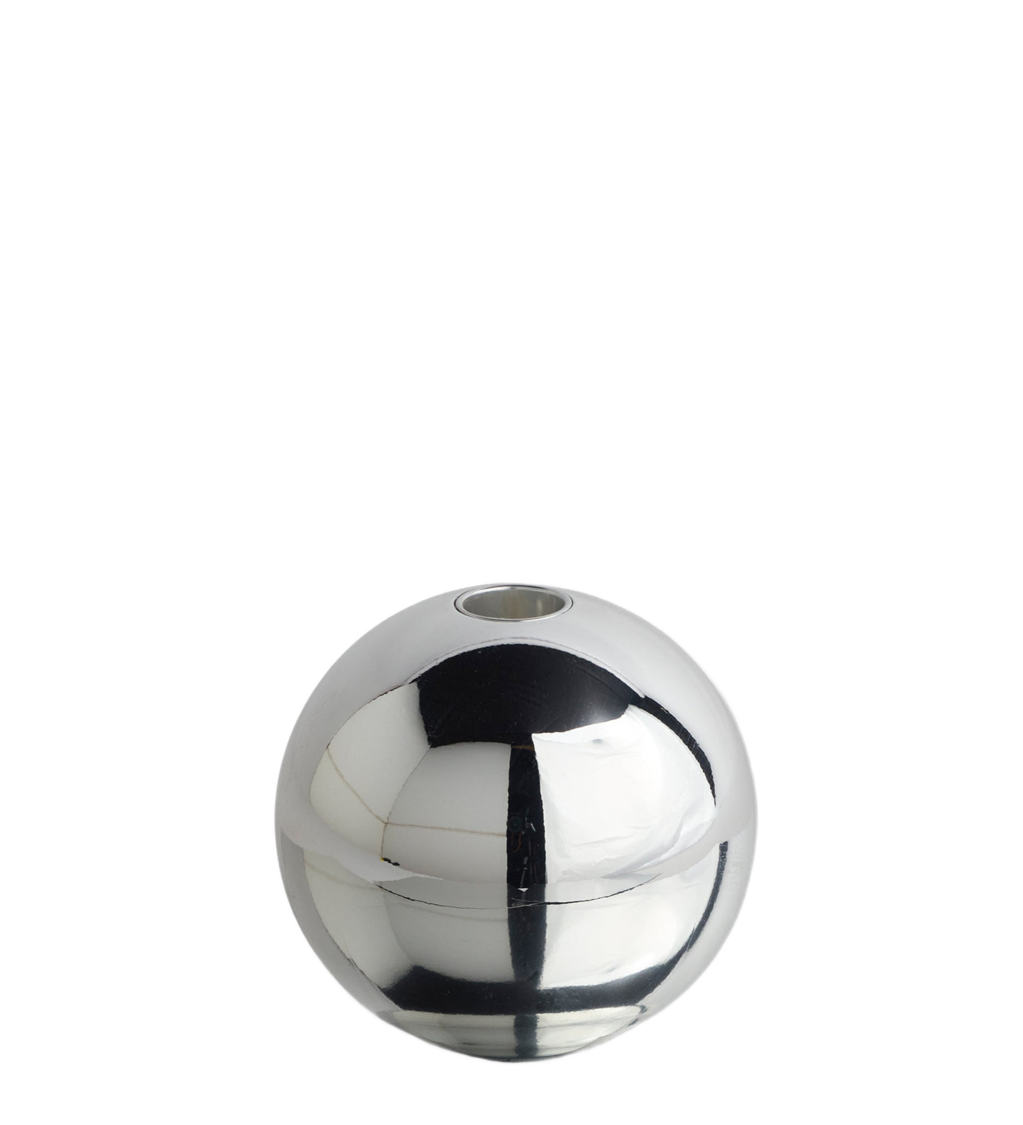 sphere candle holder - chrome small