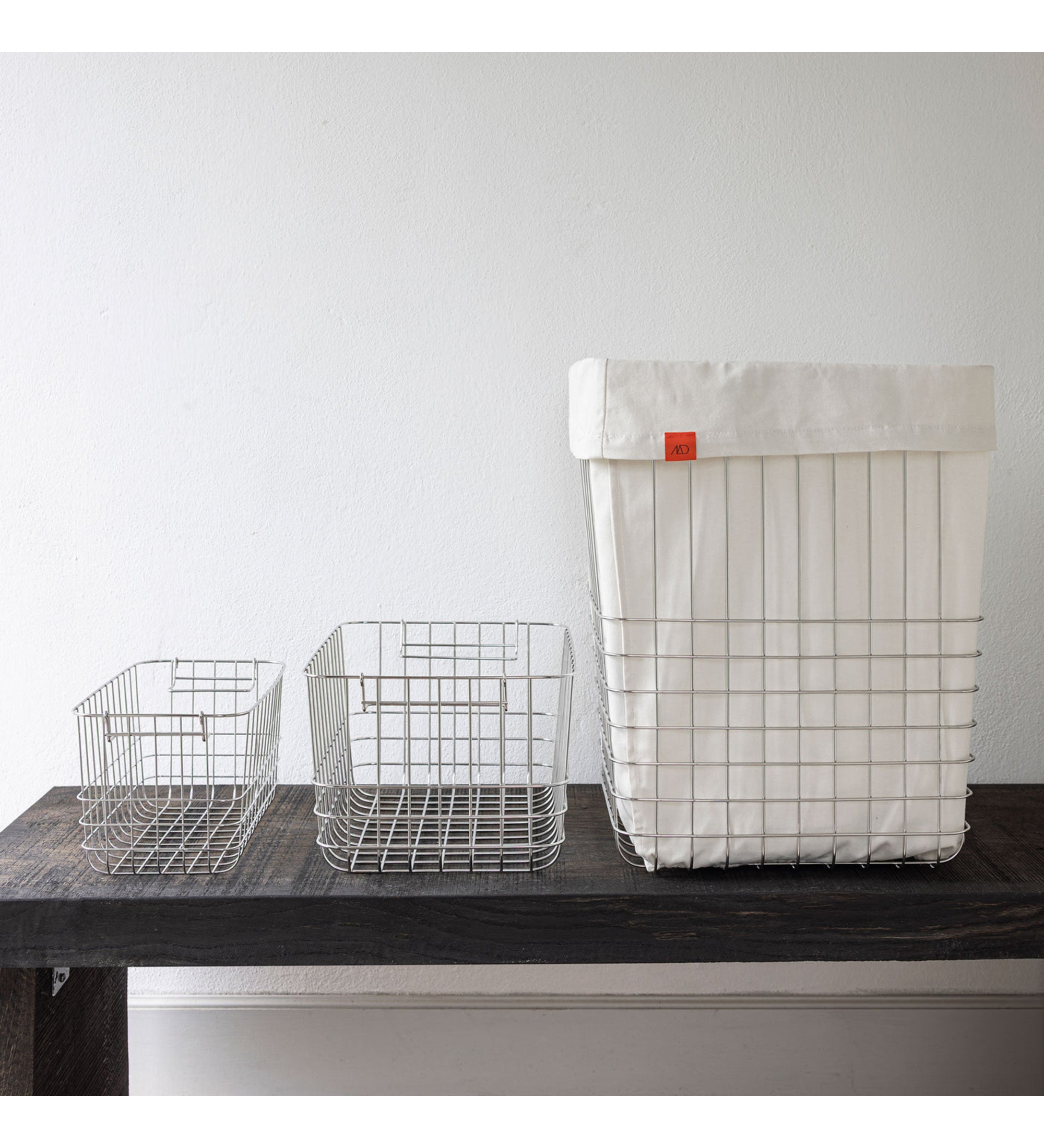 store it basket with canvas bag - chrome large 