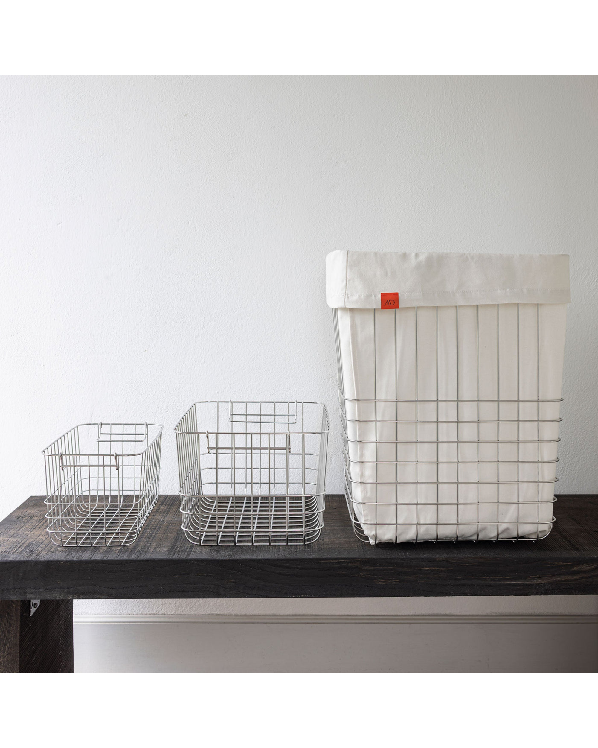 store it basket with canvas bag - chrome large 