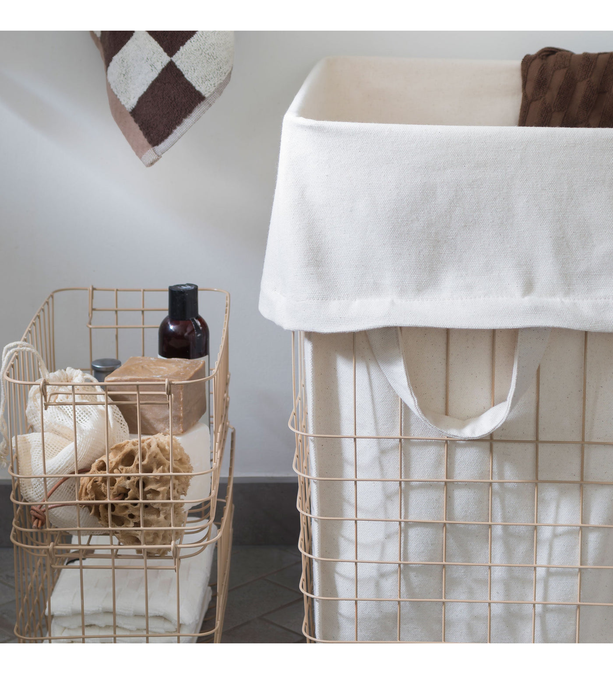 store it basket with canvas bag - sand large 