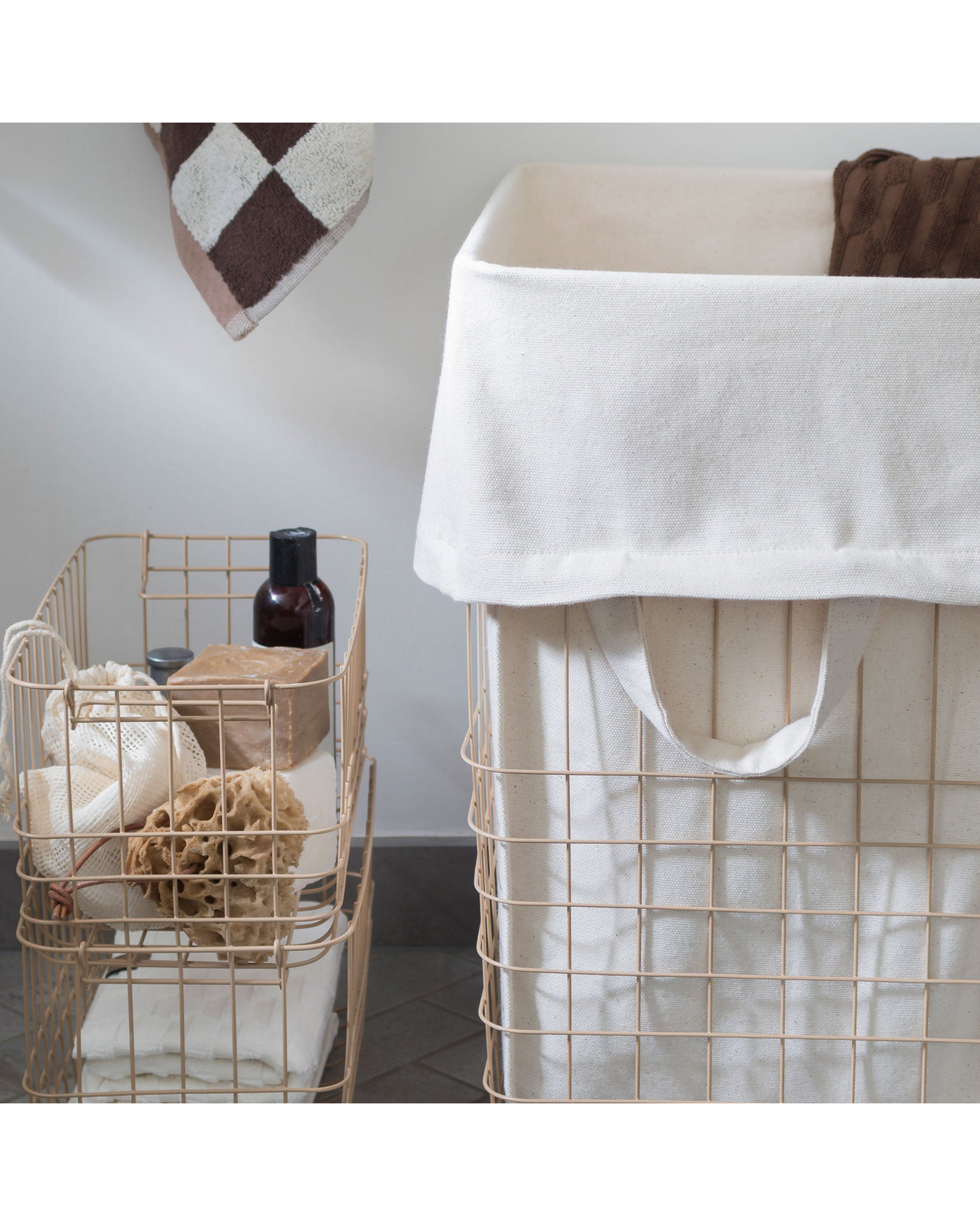 store it basket with canvas bag - sand large 