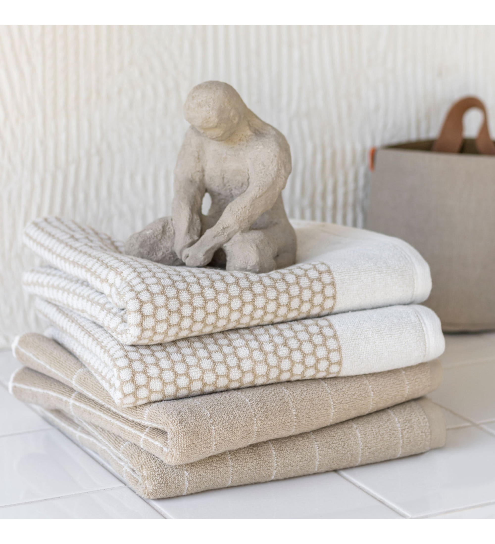 tile stone towel - sand off/white 