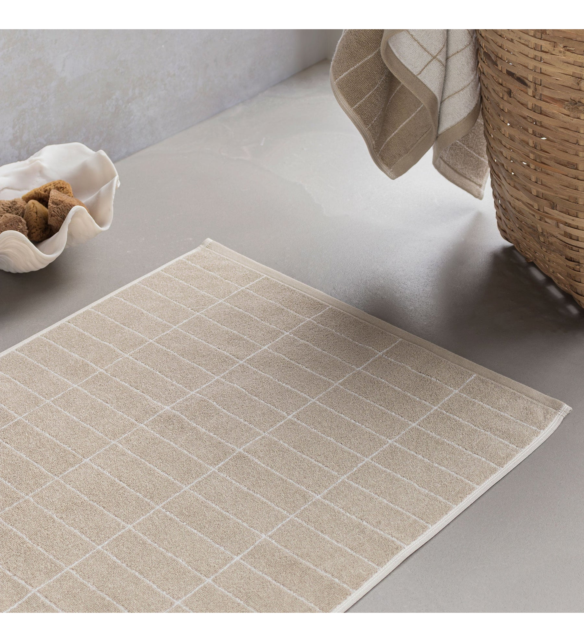 tile stone bath mat - sand off/white 