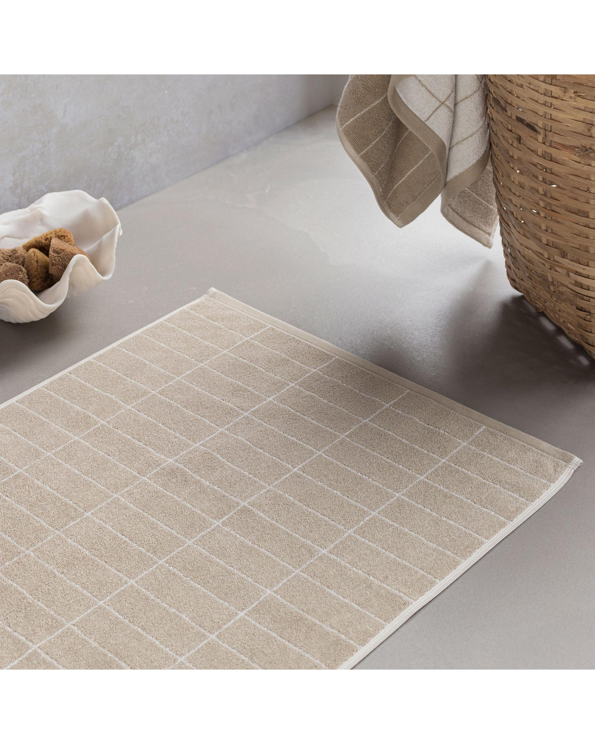 tile stone bath mat - sand off/white 