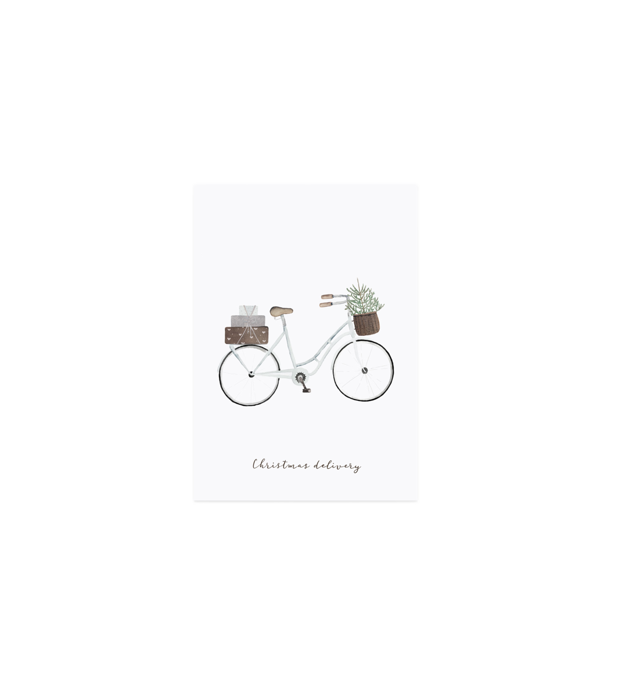 watercolour card - christmas bicycle