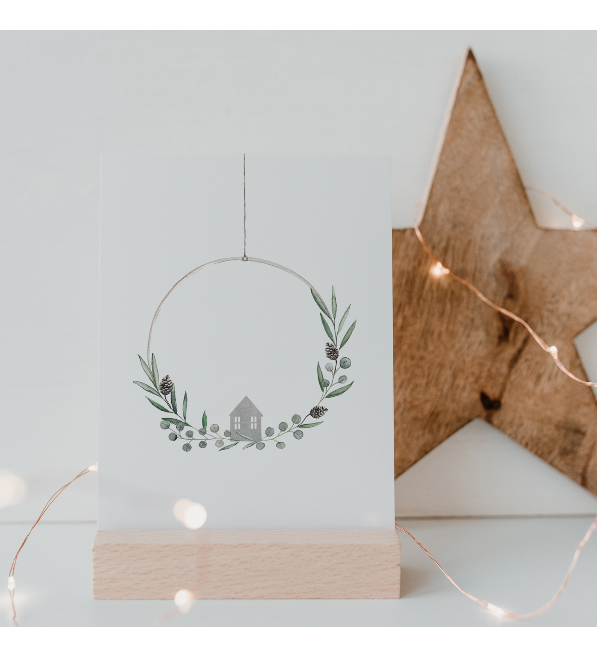 watercolour card - christmas wreath
