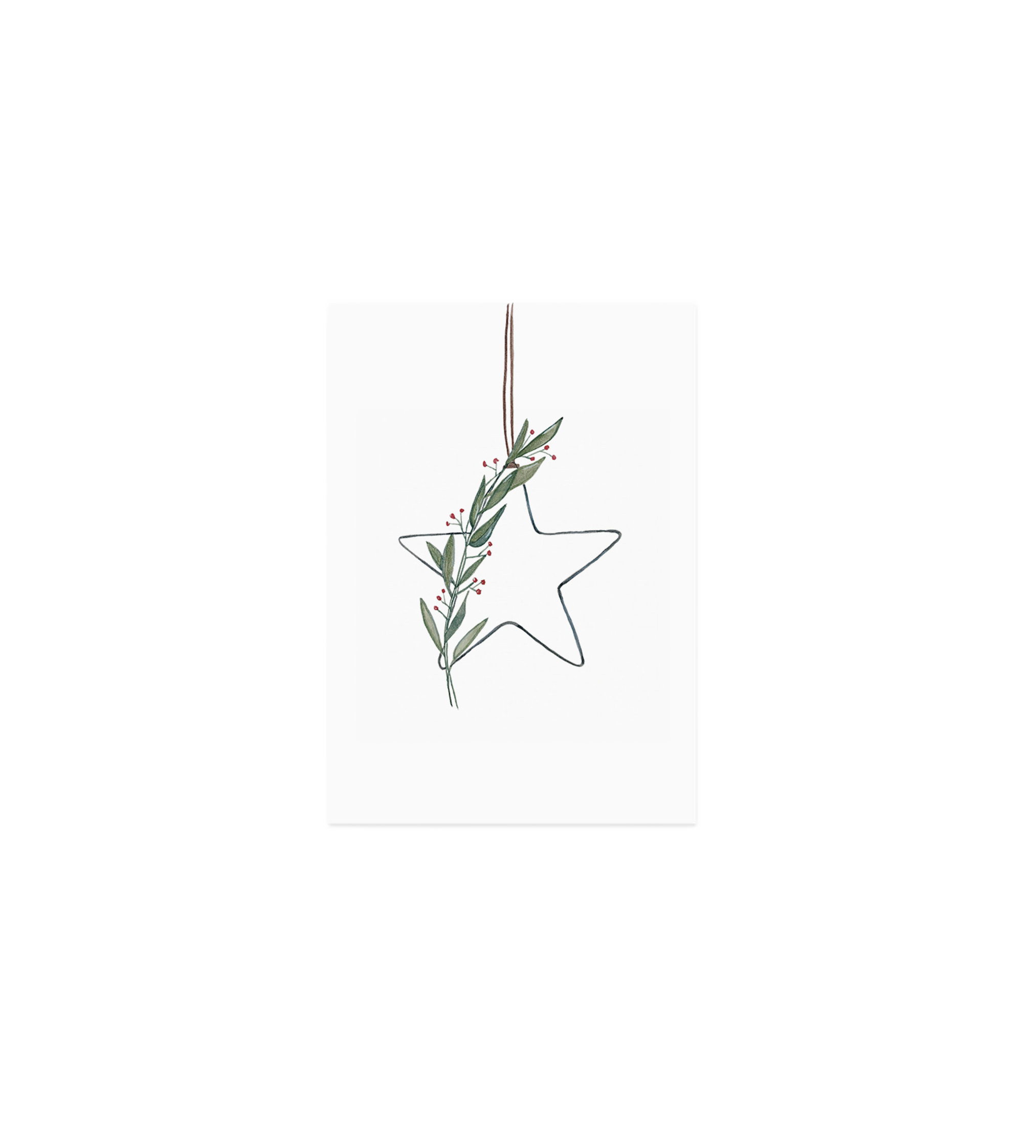 watercolour card - star wreath