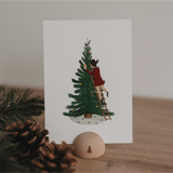 watercolour card - tree girl