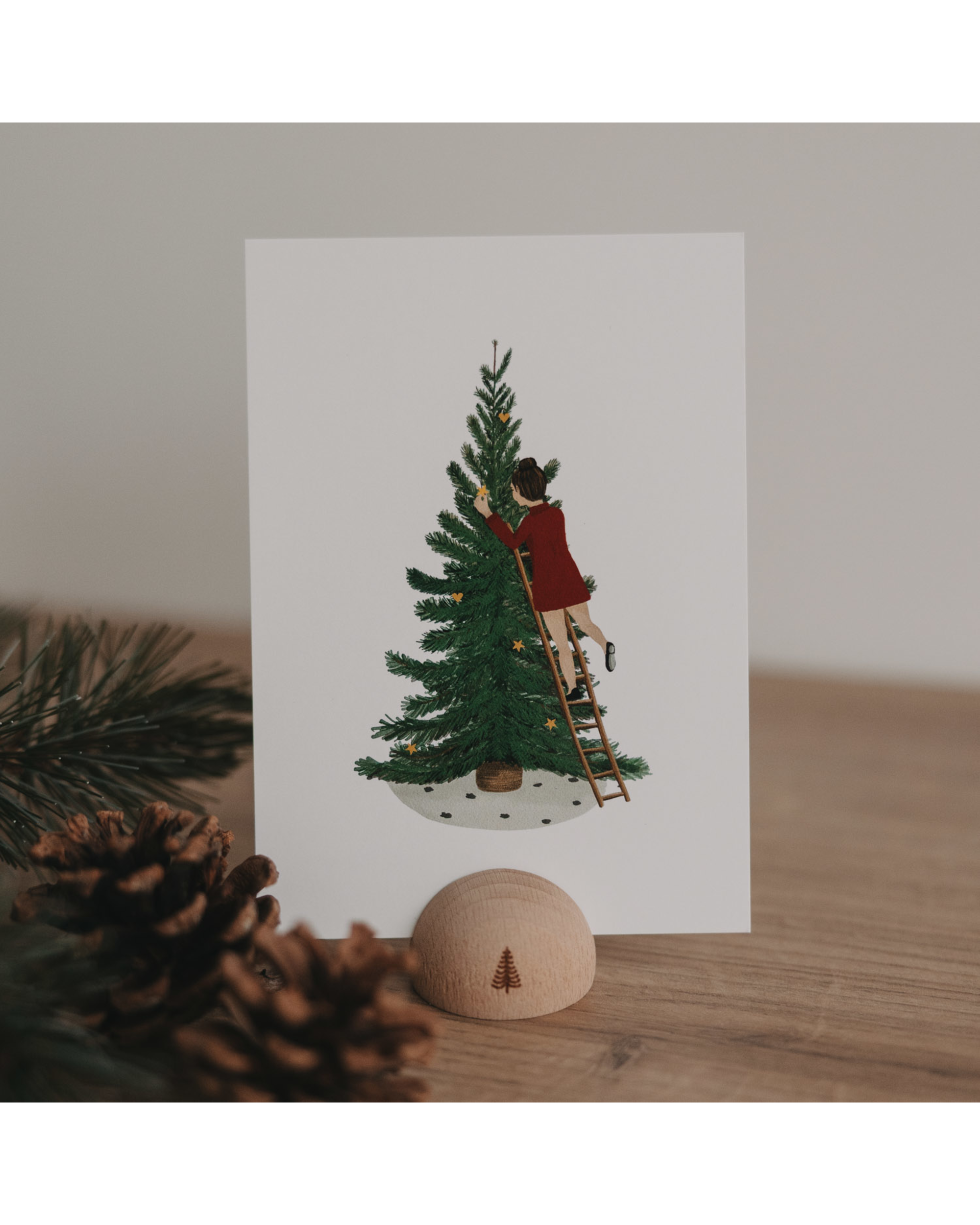 watercolour card - tree girl