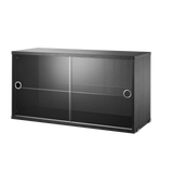 string system schrank mit glas-schiebetür black stained ash