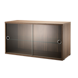 string system schrank mit glas-schiebetür walnut