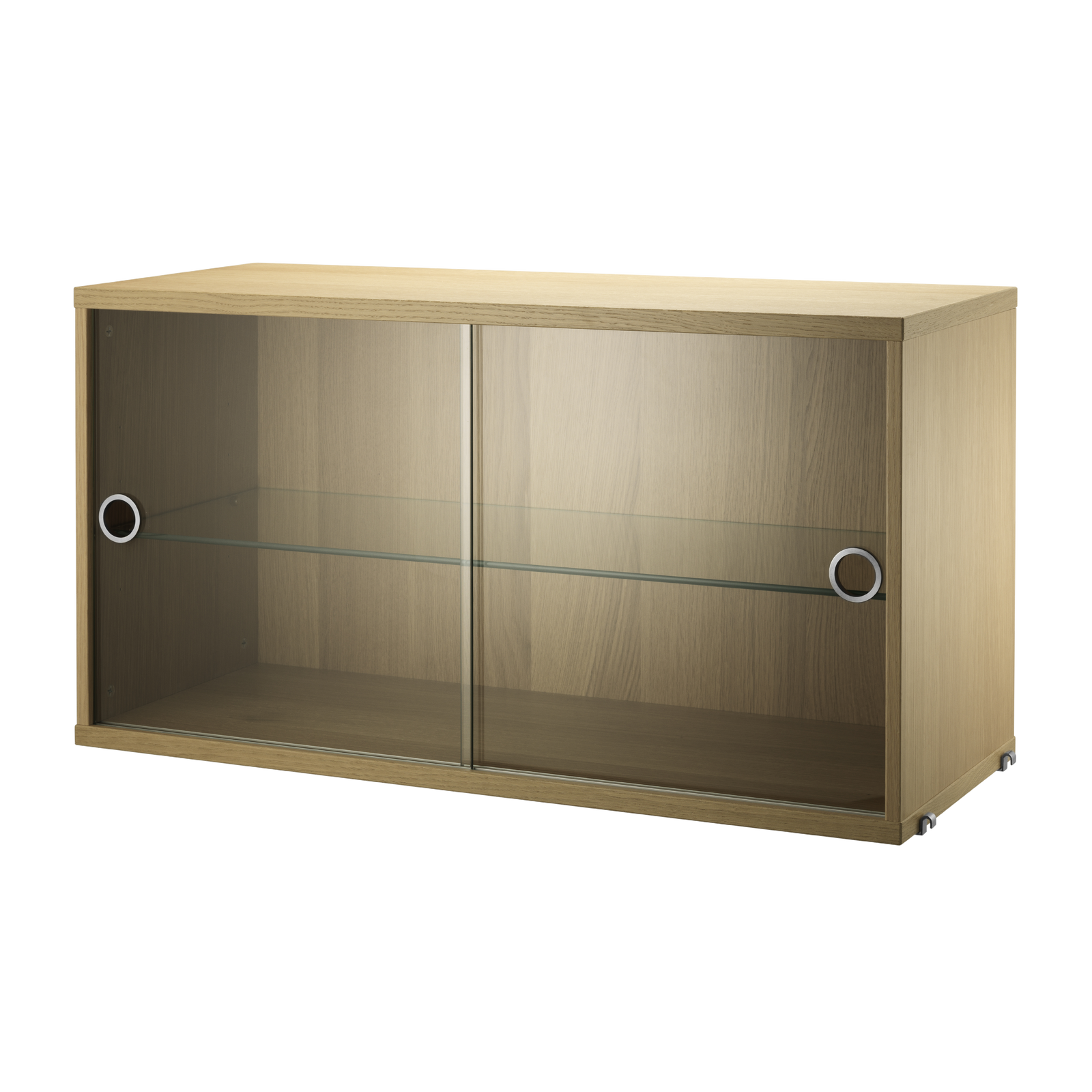 string system schrank mit glas-schiebetür oak