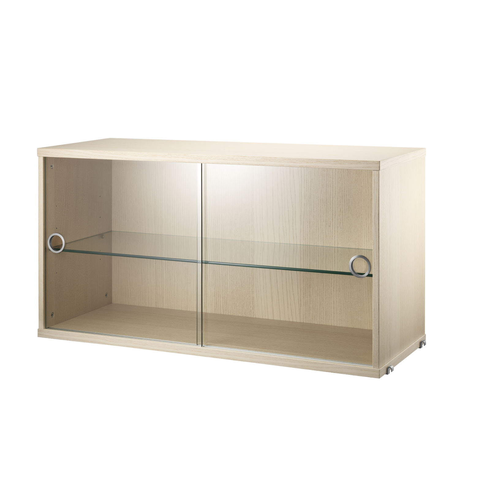 string system schrank mit glas-schiebetür ash