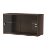 string system schrank mit glas-schiebetür dark oak