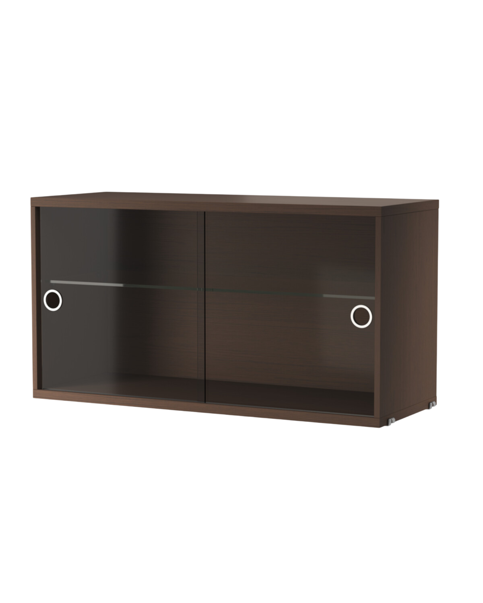 string system schrank mit glas-schiebetür dark oak