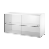 string system schrank mit glas-schiebetür white