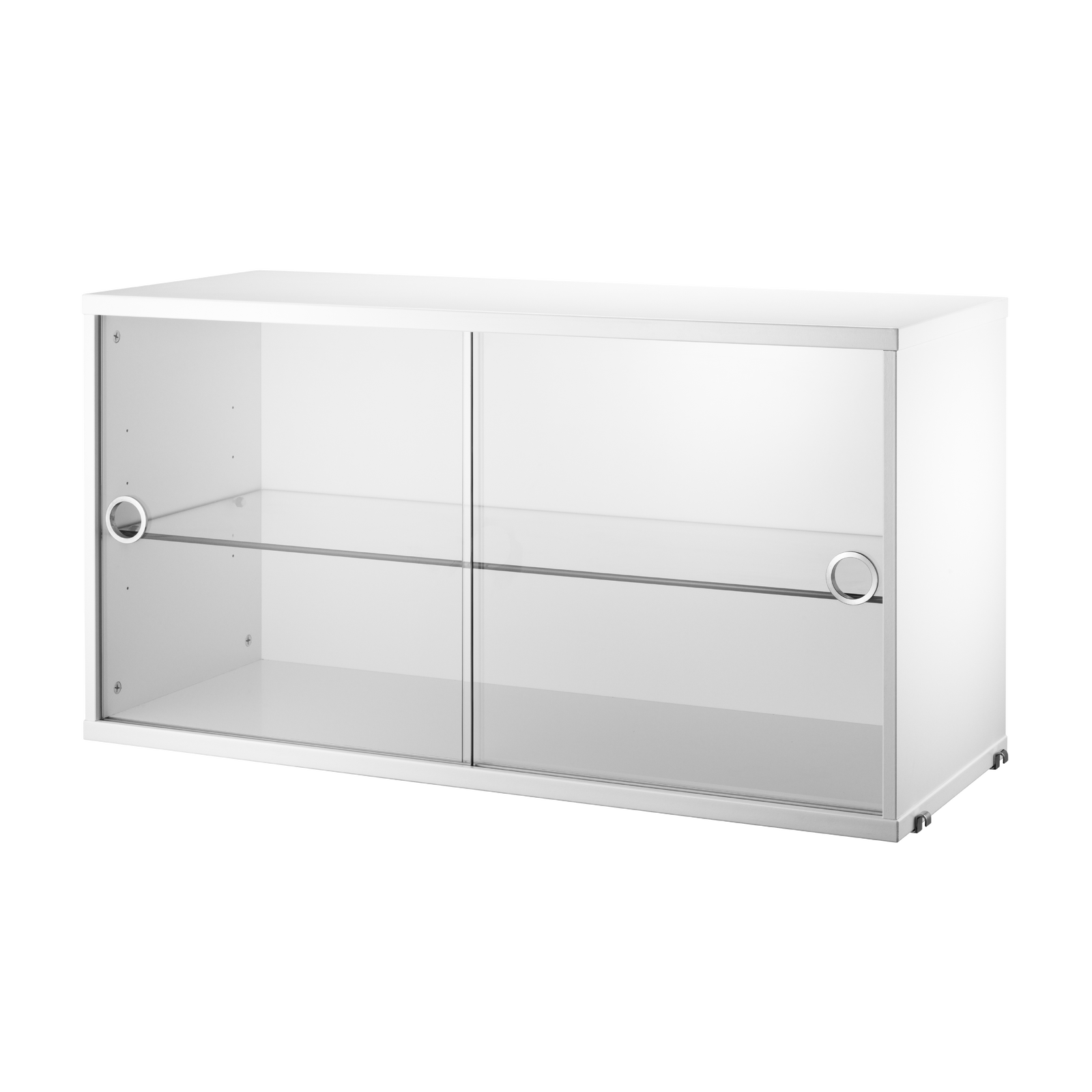 string system schrank mit glas-schiebetür white