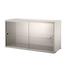 string system schrank mit glas-schiebetür beige