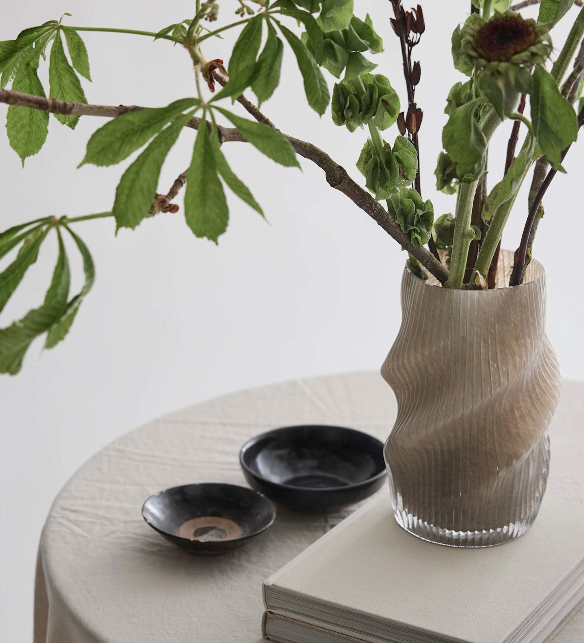 fano glass vase-grey brown 
